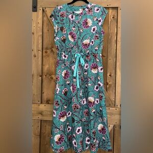 LOFT Teal and Purple Patterned Dress Size 6